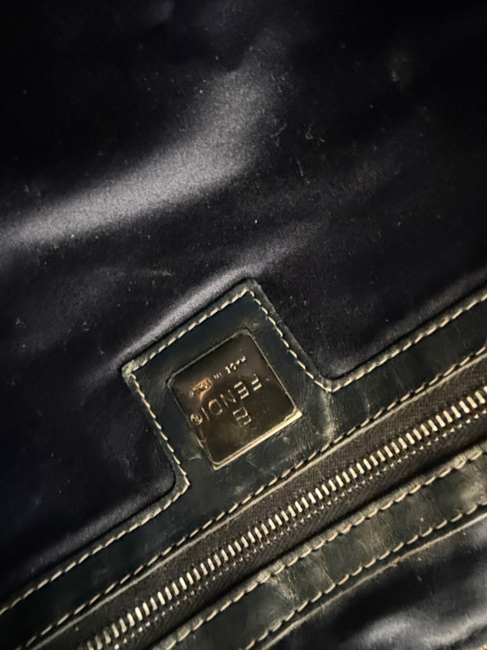 Fendi Zucca Logo Tote in Navy and Beige Canvas - Picture 10 of 11